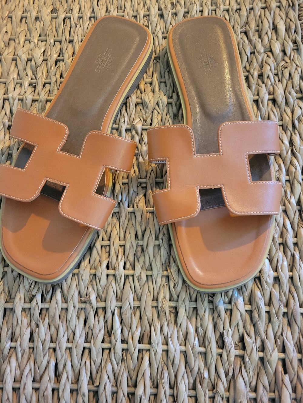 Hermes oran Leather  sandals Size EU 40 US 9-like New - Picture 12 of 12